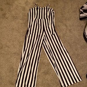 Black and white striped jumpsuit